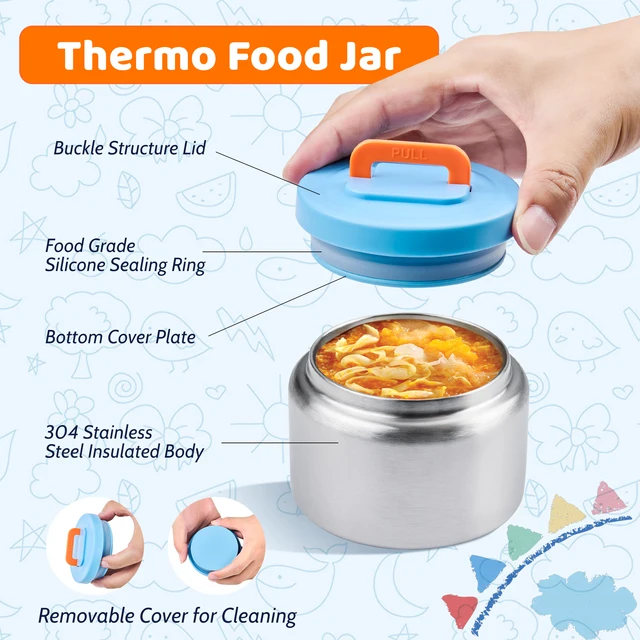 Boîte à déjeuner compacte avec récipient isolé de 8oz, récipient à collation, récipient à Sauce, bol de rangement, plateau à glace à Double compartiment BPA 4