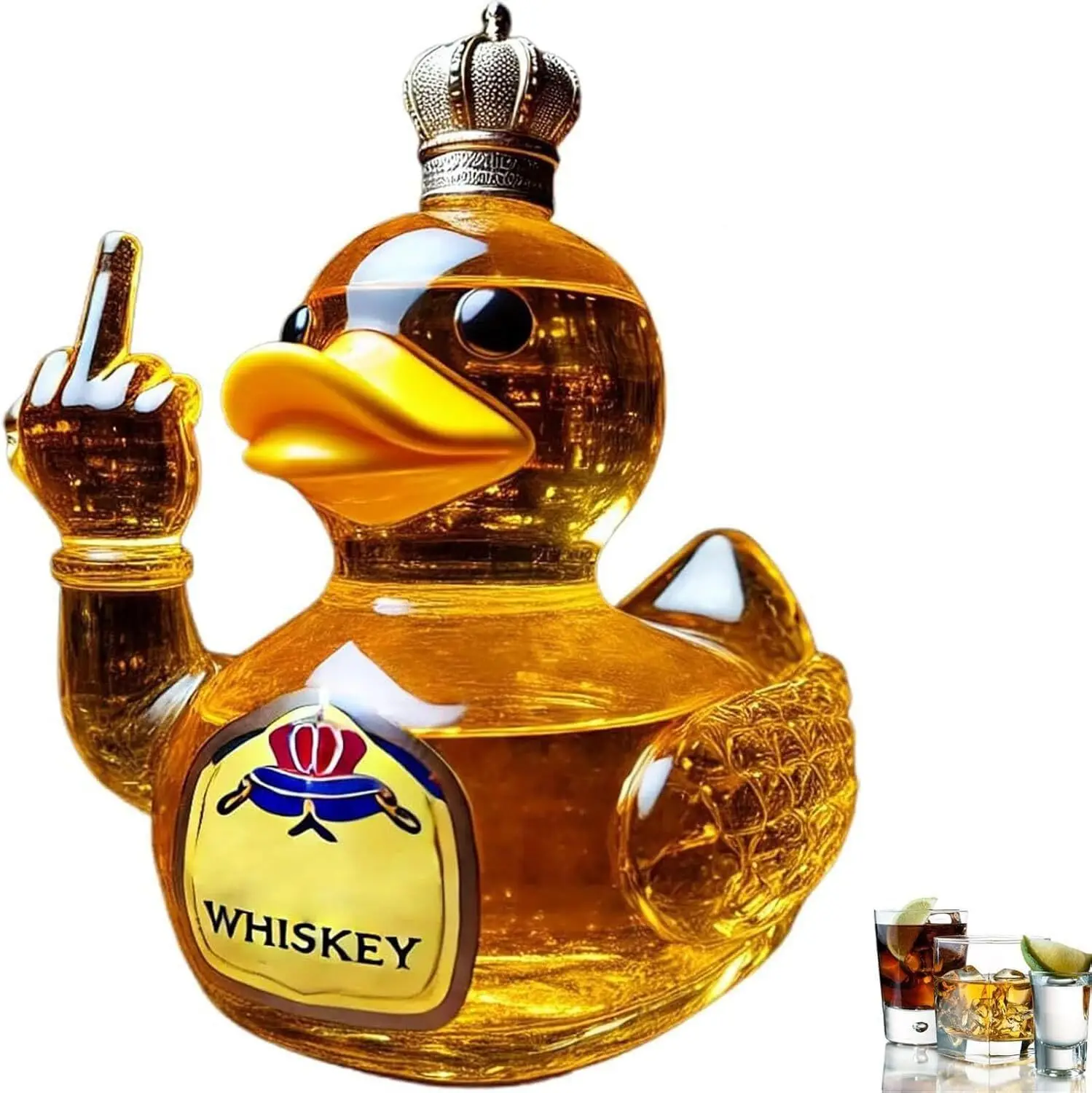 Funny Middle Finger Duck Bottle 10Oz Glass Duck Whiskey Decanter Prank Wine Bottle Hilarious Statue Decor For Bar Office Home