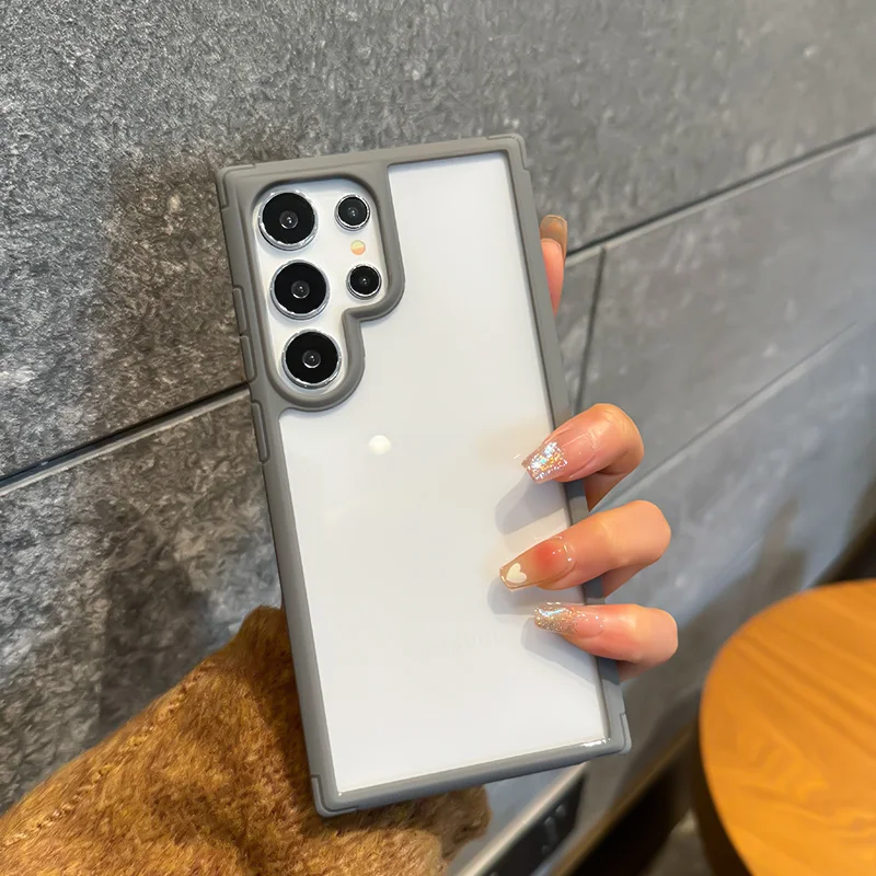 Transparent Shockproof Armor Case with Soft Frame and Hard Back Cover