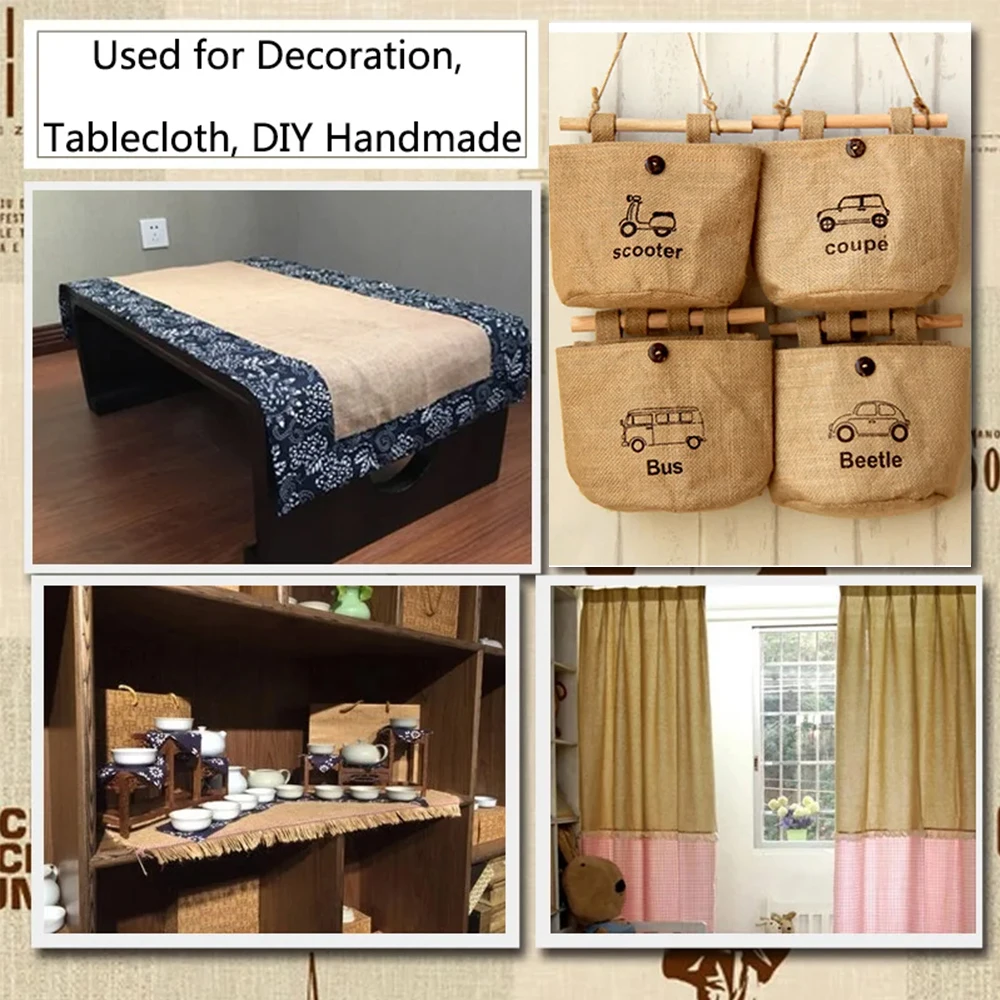 160*50cm Natürlicher Jute-Stoff für DIY-Vorhänge, Wandverkleidungen, Weihnachtshintergrund-Dekoration, Netz-Jute-Textilgewebe, Nähmaterial – Detail 2