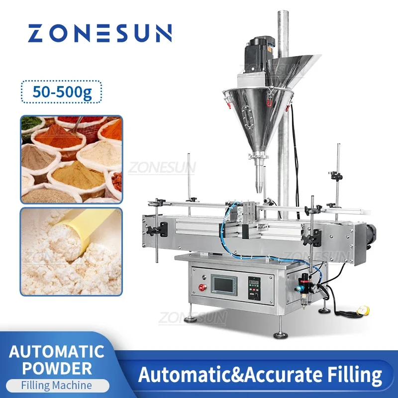 ZONESUN Automatic 50-500g Garlic Curry Protein Food Packaging Machinery Milk Herbal Dry Powder Filling Machine