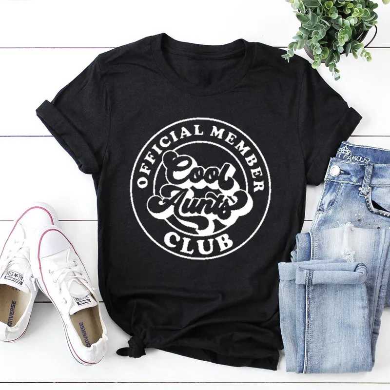 

Cool Aunts Club Shirt Gift For Auntie Cute Cool T shirt Fashion Short Sleeve Women Harajuku Funny Female Clothing O Neck Tshirts