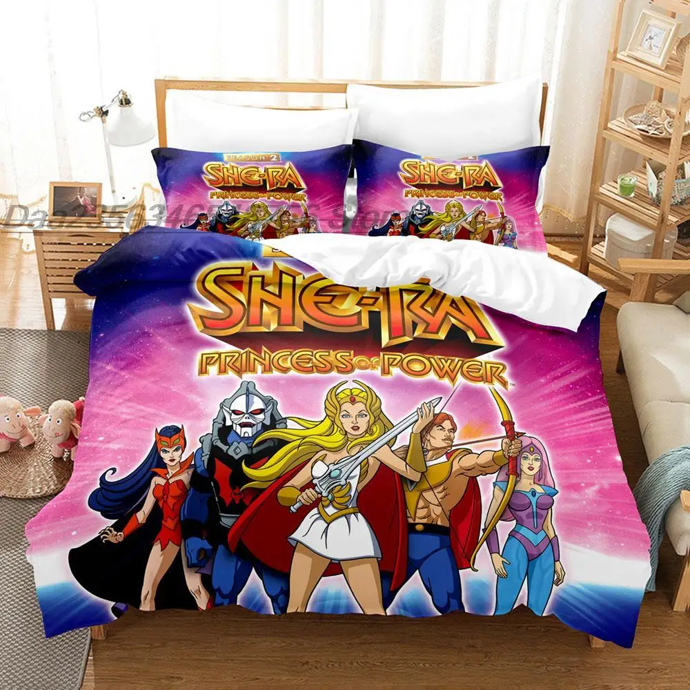 She Ra and The Princesses of Power Bedding Set Single Twin Full Queen King Size Bed Set Aldult Kid Bedroom Duvetcover Sets 3D 5