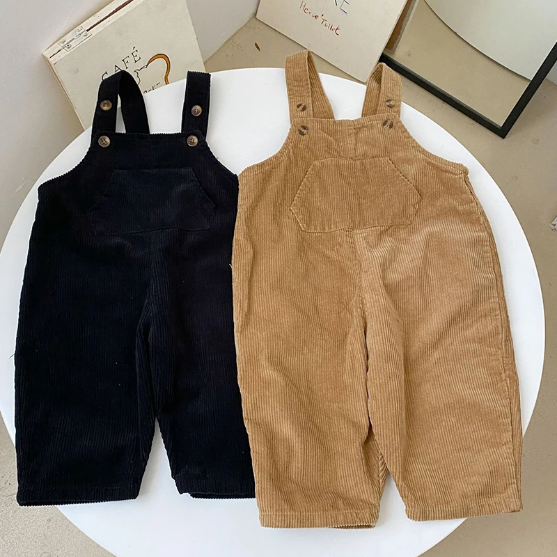 

Baby Girls Boys Trousers Corduroy Suspenders Children Overalls 1-6Yrs Kids Jumpsuit Spring Autumn Casual Fashion Pants