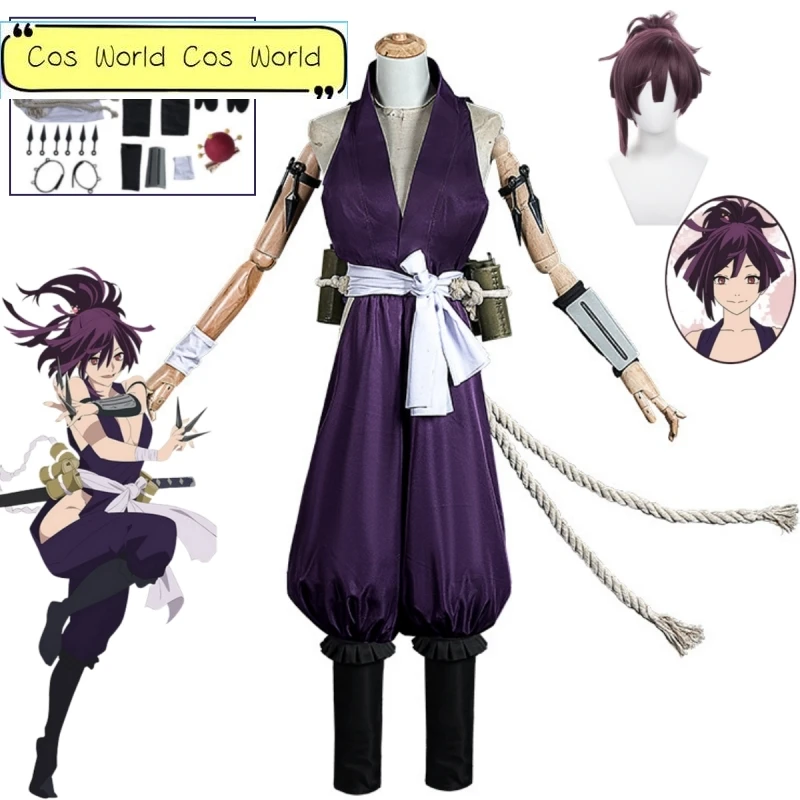 

Anime Jigokuraku Yukudha Cosplay Kostum Kunoichi Hello's Seven Fox Sumire Purple Uniform Halloween Party Women's Full Set