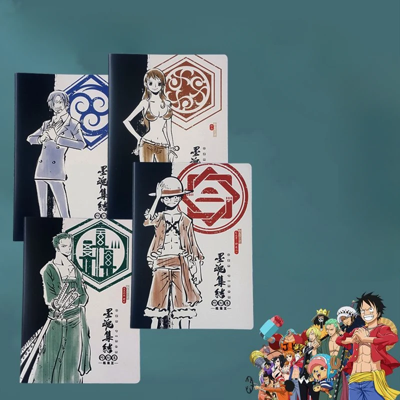 

One Piece Cartoon Notebook Luffy Zoro Nami Usopp Student Children Suture Notebook High-value Note-taking Notebook Retro Notebook