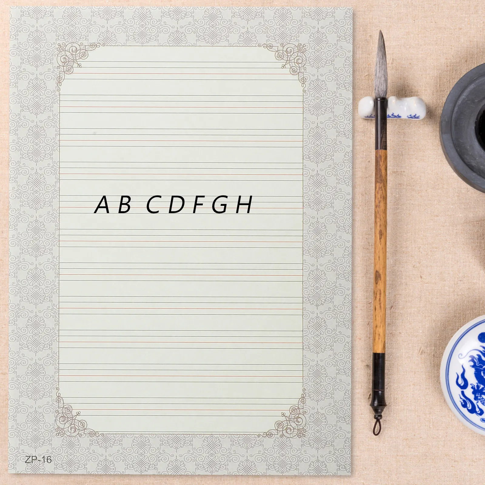 32팩 A4 하드펜 캘리그래피 용지(영어 버전) 캘리그래피 대회, 미술 전시용 Mi & Tian 그리드 필기 시트