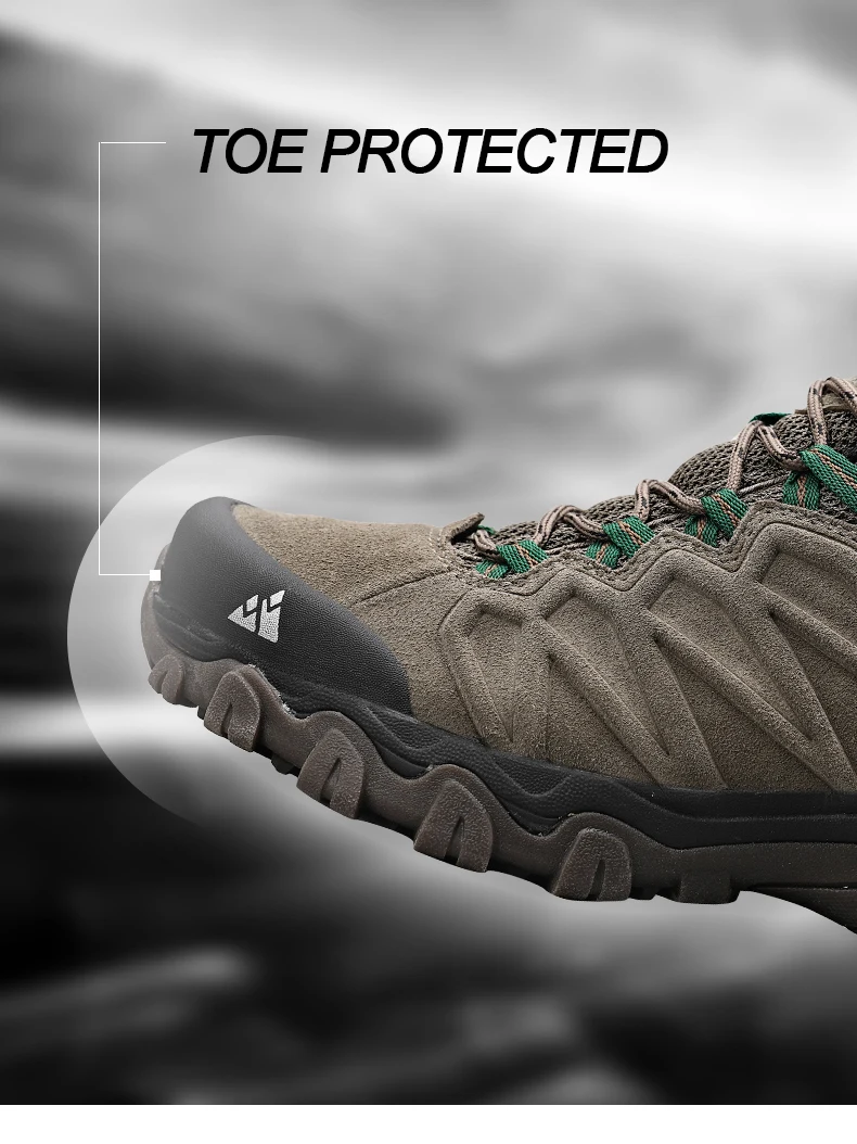 HIKEUP Hohe Qualität Leder Wanderschuhe Langlebig Outdoor Sport Männer Trekking Leder Schuhe Lace-Up Klettern Jagd Turnschuhe – Detail 6
