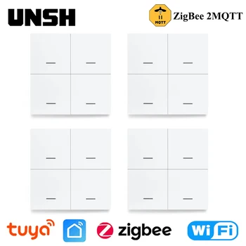 Tuya ZigBee 스마트 씬 스위치, 푸시 단추 스마트 라이프 컨트롤러, 4 갱, 12 씬 스위치, 2MQTT 및 ZigBee 게이트웨이 작동