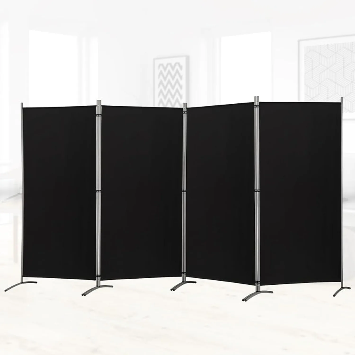 

4 Panel Room Divider, 6 Ft Tall Folding Privacy Screen, Freestanding Room Partition Wall Dividers, 136''W x 20''D x 71''H, Black