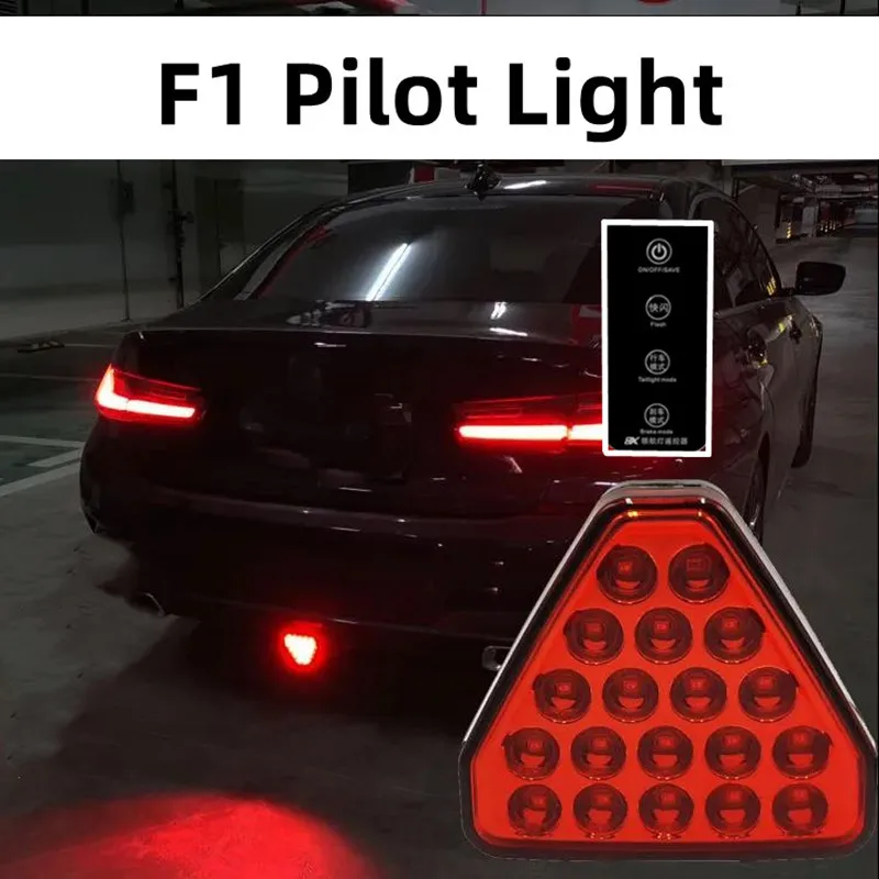 

19led F1 Style Brake Lights Car Triangle Rear Third Brake Lights Pilot Warning Stop Safety Lamp Remote Control For JDM BBA