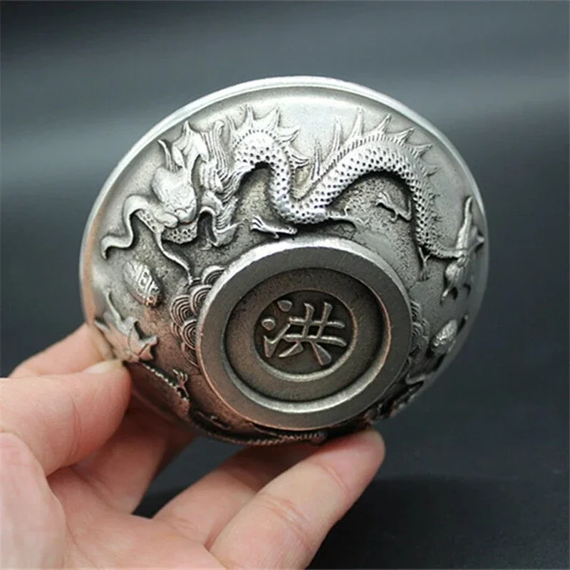 

China Folk Tibet Silver Wash Dishes Dragon Opera Pattern