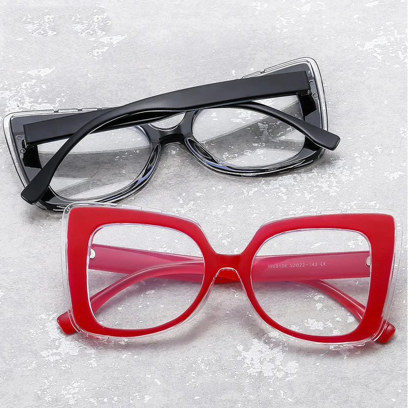 Fashion Red Square Reading Glasses Women Men Luxury Brand Designer Big Frame Anti Blue Light Glasses Presbyopia Eyeglasses +2 +3 2