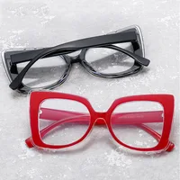 Fashion Red Square Reading Glasses Women Men Luxury Brand Designer Big Frame Anti Blue Light Glasses Presbyopia Eyeglasses +2 +3 2