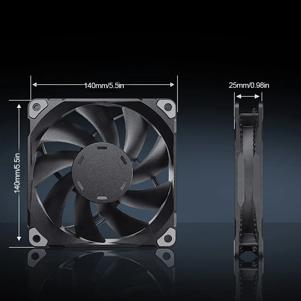 140mm PC Case Fan 12V 4Pin PWM Silent Cooling Fan 1800RPM Hydraulic Bearing for Computer Chassis Case Radiator CPU Cooler