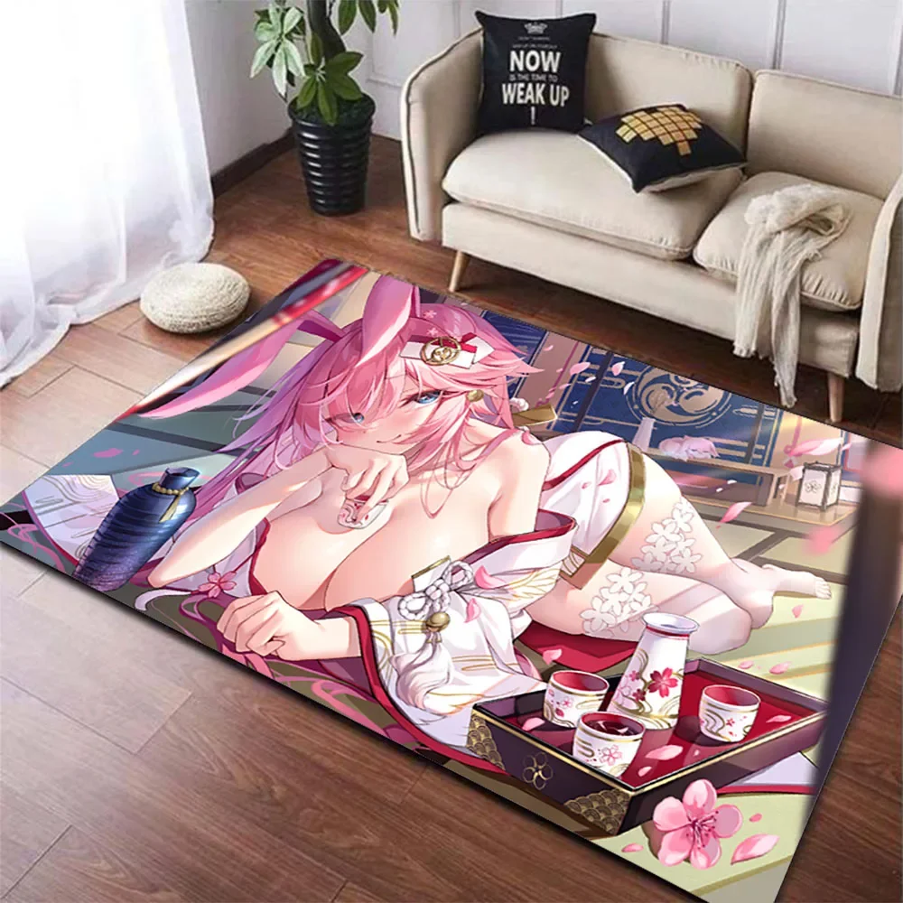 Sexy Genshin Impact Carpet Non-slip Floor Fluffy Floor for Bar Club Rug Window Bedside Pin Up Girl Home Man Cave Bedroom Decor