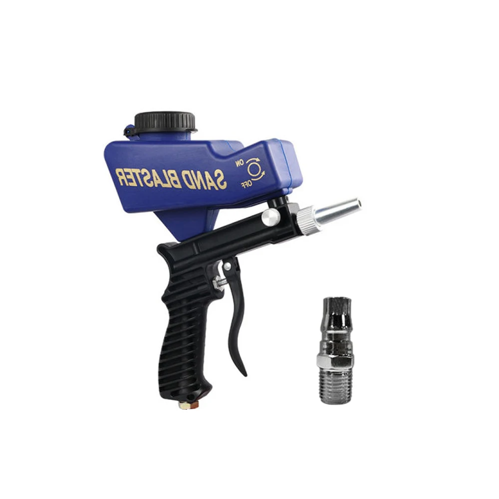 Adjustable Sandblasting Gun 90 Psi Portable Sand Blaster Paint Spray Machine Gravity Pneumatic Small Handheld Blasting Gun Set best dual action polisher Power Tools