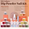 22pcs Dip Powder Nail Kit with 16 Yellow Red Green Brown Colors Air Dry Dipping Powder and Dip Liquid Set for Nail Art 6
