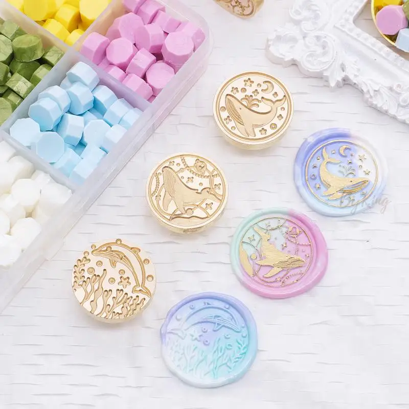Mermaid Dolphin Seahorse Whale Jellyfish Wax Seal Stamp Brass Scrapbooking Copper Sealing Tools Post Decor For Wrapping Cards
