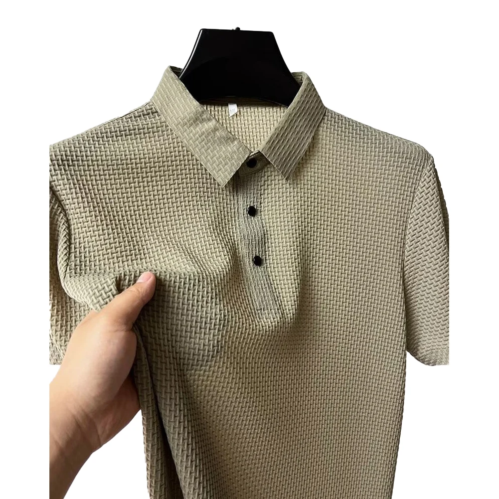 

Mens Short Sleeve Slim Fit Office T Shirt Blouse Tops Buttons Business T Dress