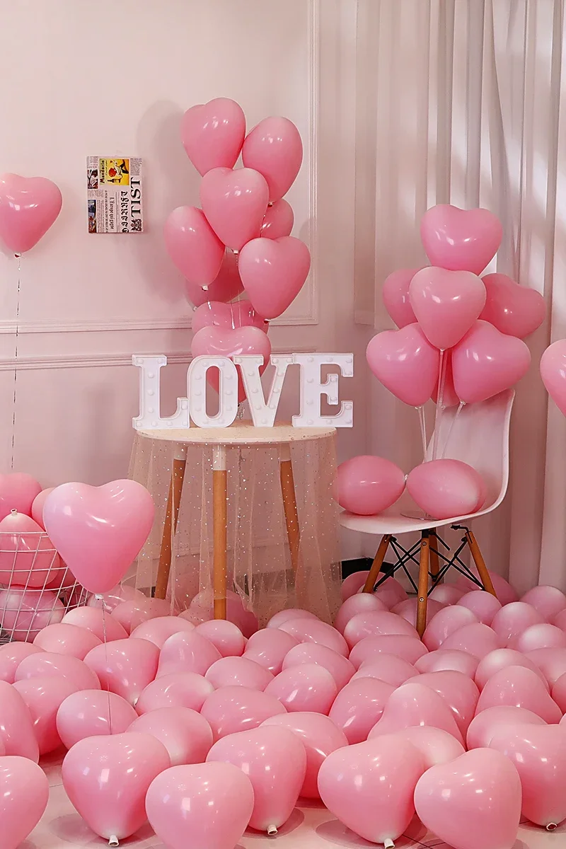 

Love balloon decoration for girl macaron heart pink scene birthday pink wedding decoration floating in the air