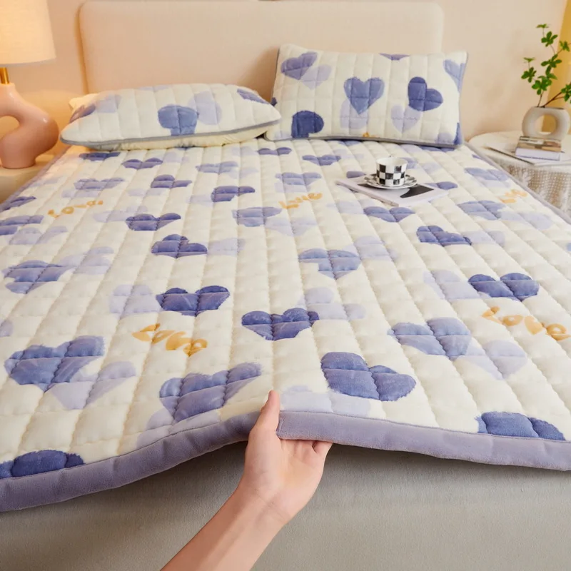 

Soft Fleece Mattress Toppers Dormitory Home Double Milk Velvet Foldable Bed Sheet Tatami Blanket Winter Warm Protection Pad