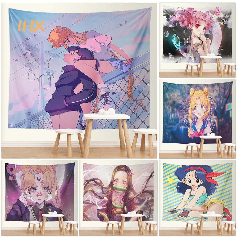 

Kawaii Room Decor Tapestry Japan Anime Cute Girl Tapestry Wall Hanging College Dormit Bedroom Aesthetic Tapestry Decoration Home