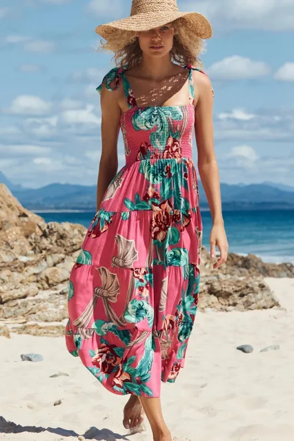 Vestido Con Bolsillos Vestido Bohemio De Verano Para Mujer Sin