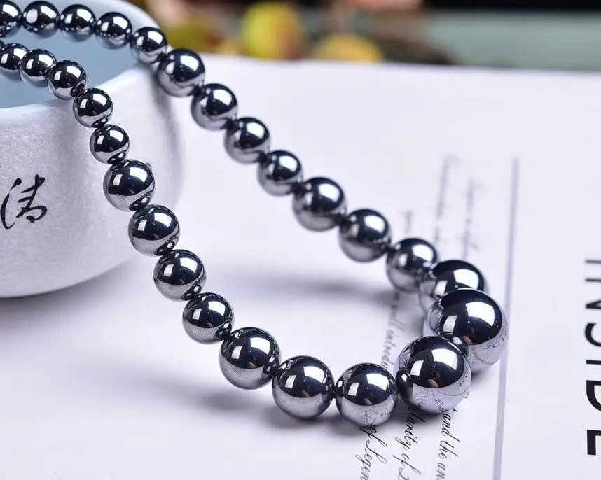 Natural Stone Necklaces Terahertz Bead Crystal Women Silver Color Chain Necklace Jewelry Reiki Healing Gift