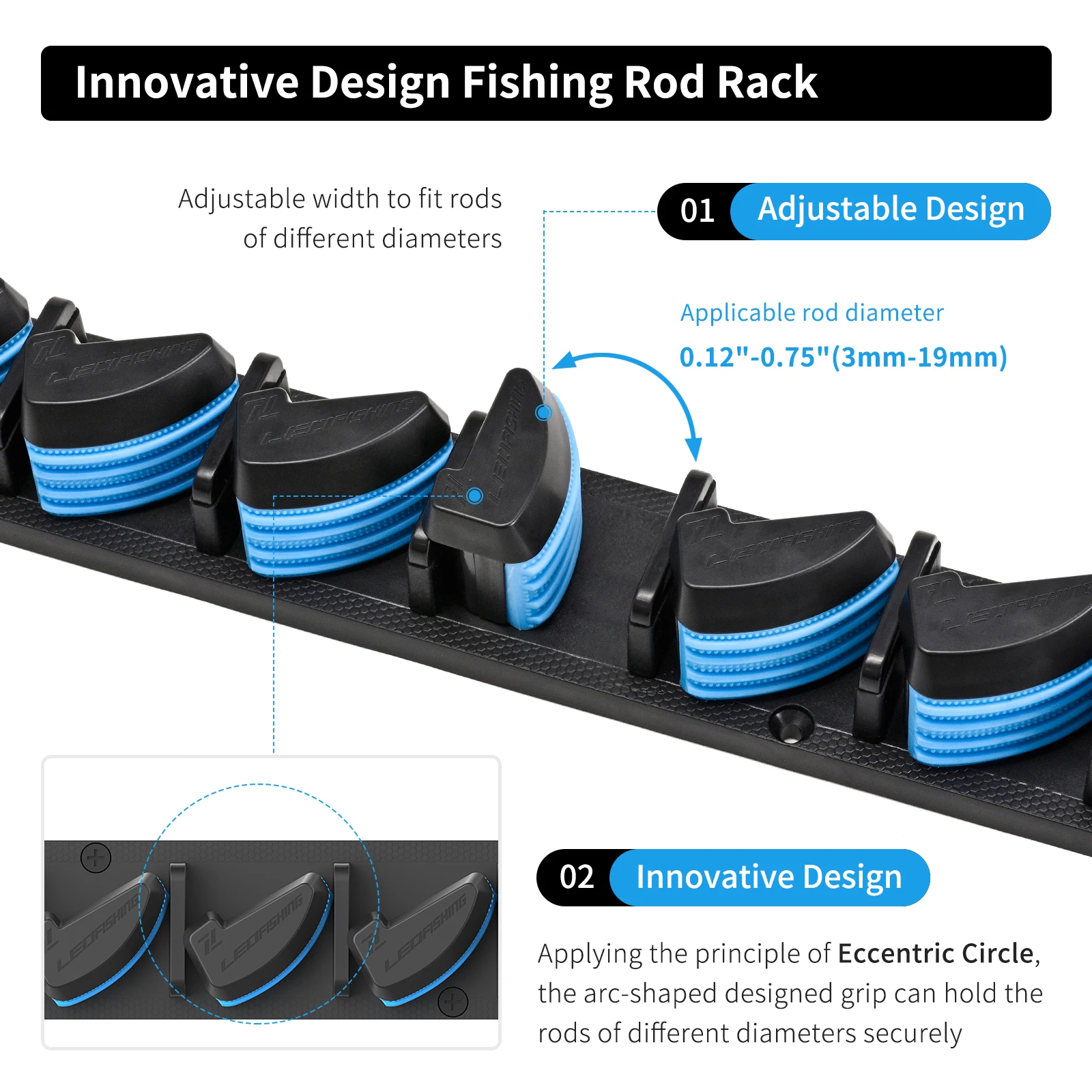 LEOFIISHING Vertical Wall Mounted Fishing Rod Holder Pole Rack Up to 9 Rods  Fishing Tools Accessories