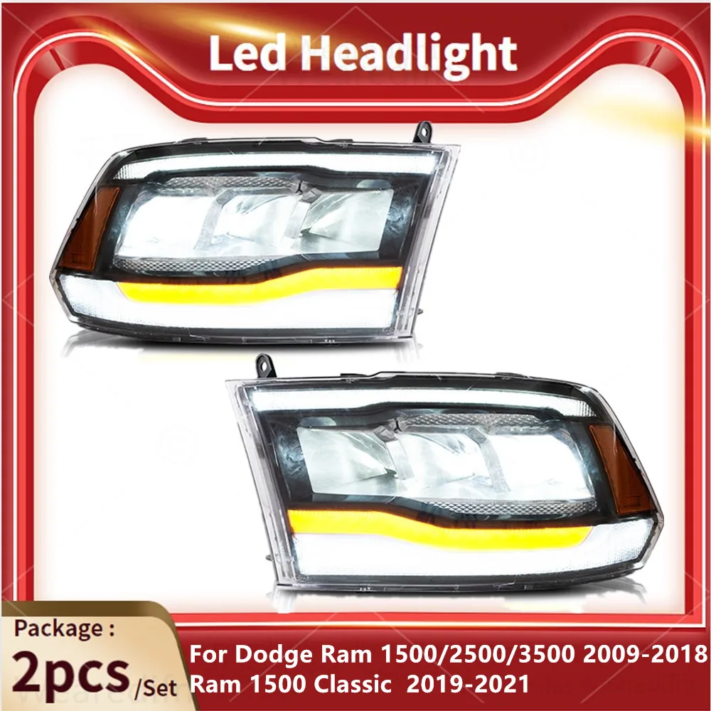 

Car Led Headlights For Dodge Ram 1500 2500 3500 2009-2018 Accessories Modified Full Led DRL Front Lights Assembly
