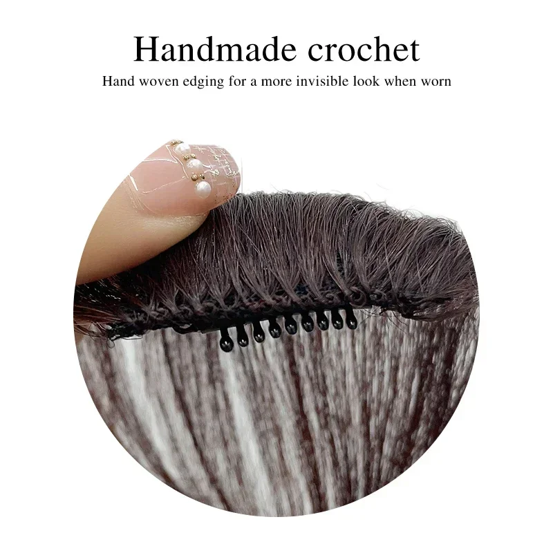 Seamless Natural Invisible Bangs Wig Female Figure-eight Bangs Human Hair on Both Sides Wig Patch Traceless 2Pcs human hair bangs