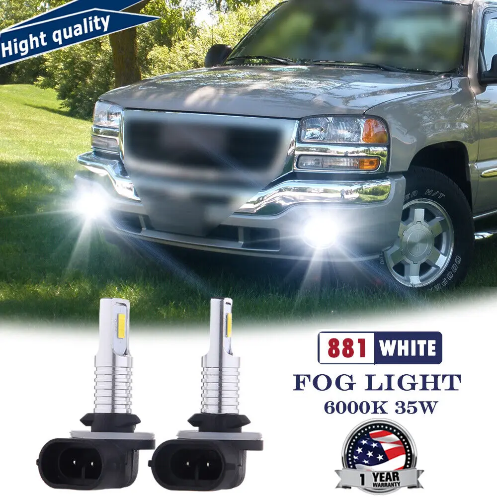 

2X 881 LED Pure White Fog Driving Light Bulbs For GMC Sierra 1500 99-2006 4000LM