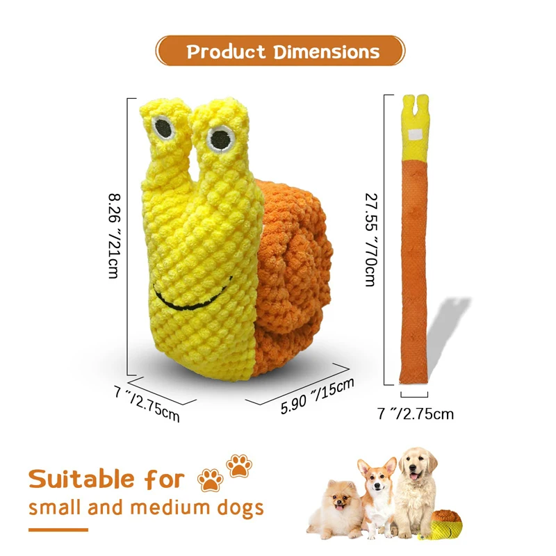 Benepaw Food Dispensing Dog Toy Durable Enrichment Squeaky Snail Snuffle Treat Pet Toys For Small Medium Dogs Training Puzzle images - 6