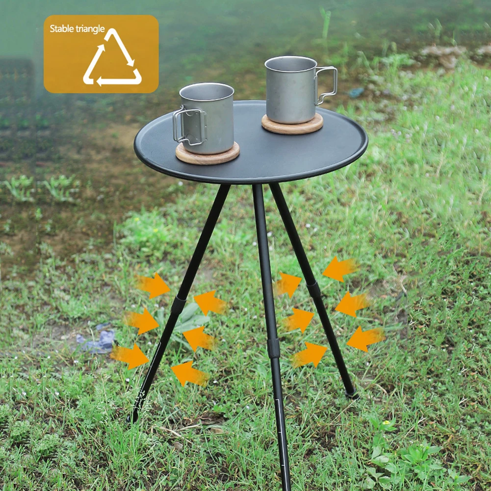 Mini Round Folding Camping Table Tea Coffee Tripod Table Desk for Outdoor BBQ Dinner Hiking Backpacking Fishing Picnic Desk