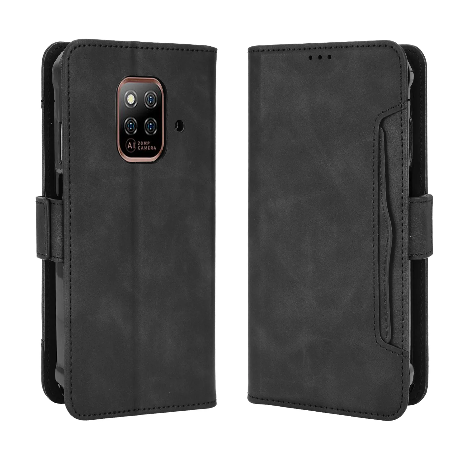 Custodia Portafoglio In Pelle PU Con Supporto E Chiusura Magnetica Per Huawei P20 - Marrone, Slot Carte E Contanti