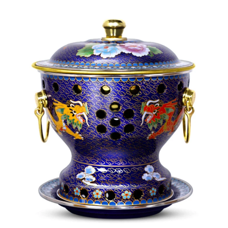 

High Quality Chinese Copper Hot Pot Cloisonne Enamel Pure Copper Small Hot Pot Alcohol Small Hotpot Picnic Cooker