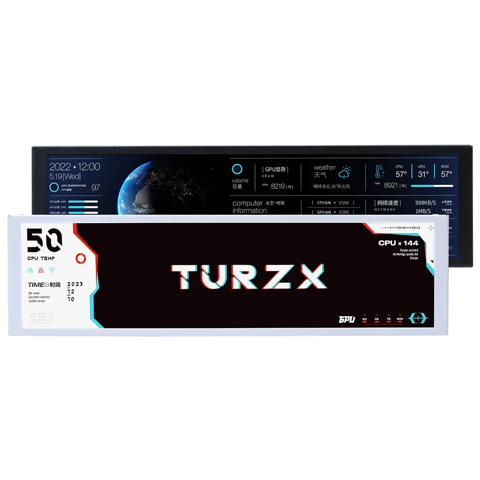 TURZX 9.2 Inch USB Secondary Screen 1920*462 IPS Smart Screen LCD