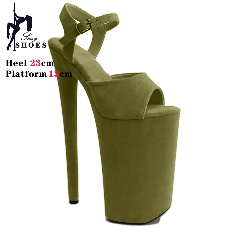 Heel 23cm Suede Modern Sandals Sexy Pole Dancing Shoes Nightclub High Heels Professional Waterproof Platform Sandals Party Shoes