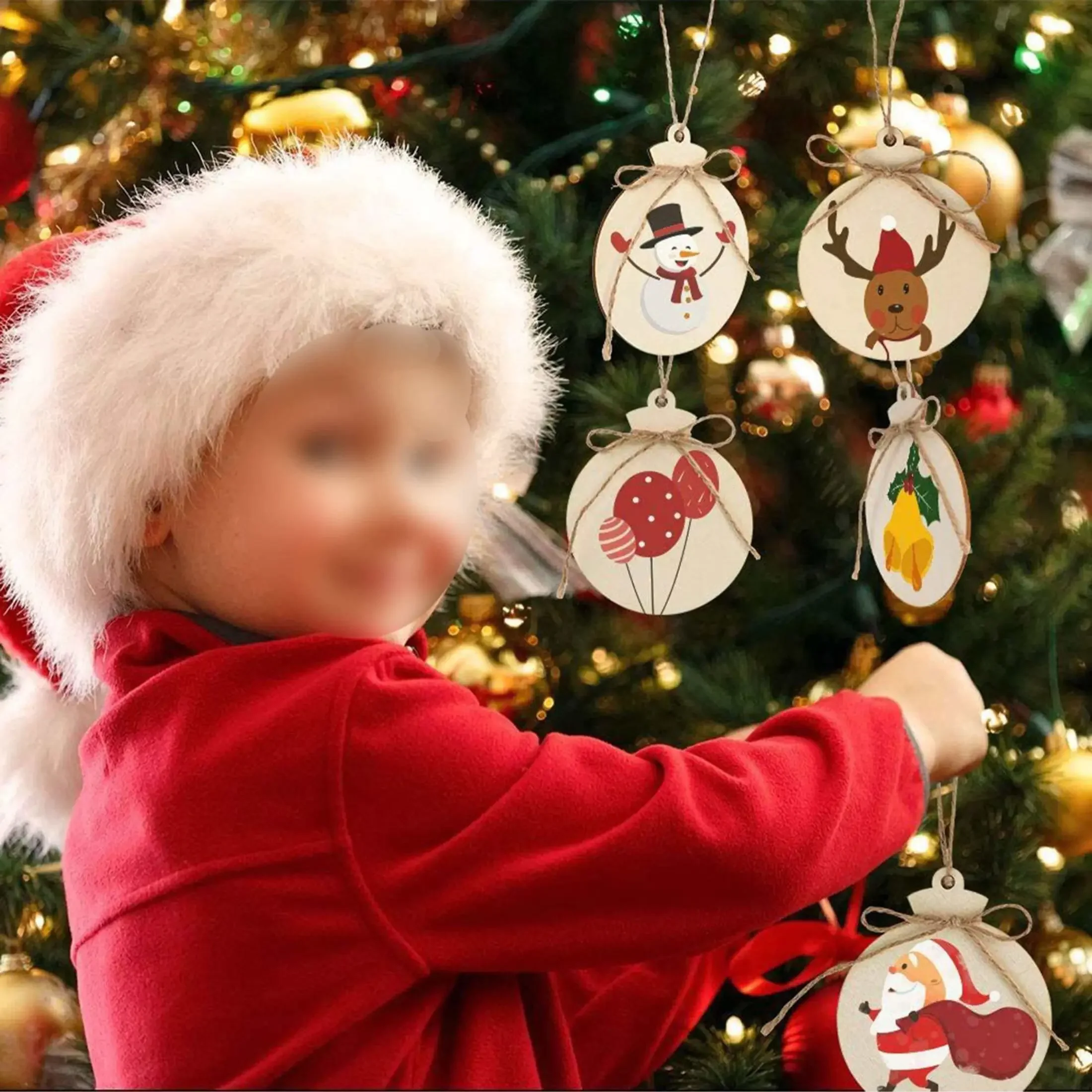 10pcs-Christmas Table Decorations Signs Christmas Tree Wooden Table Decorations Signs for Holidays Christmas Dinner Party Coffee