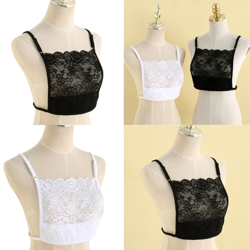 

Lace Invisible Mock Camisole Bra Wrapped Chest Overlay Modesty Panel Vest Women Cleavage Cover Camisole Underwear Gift