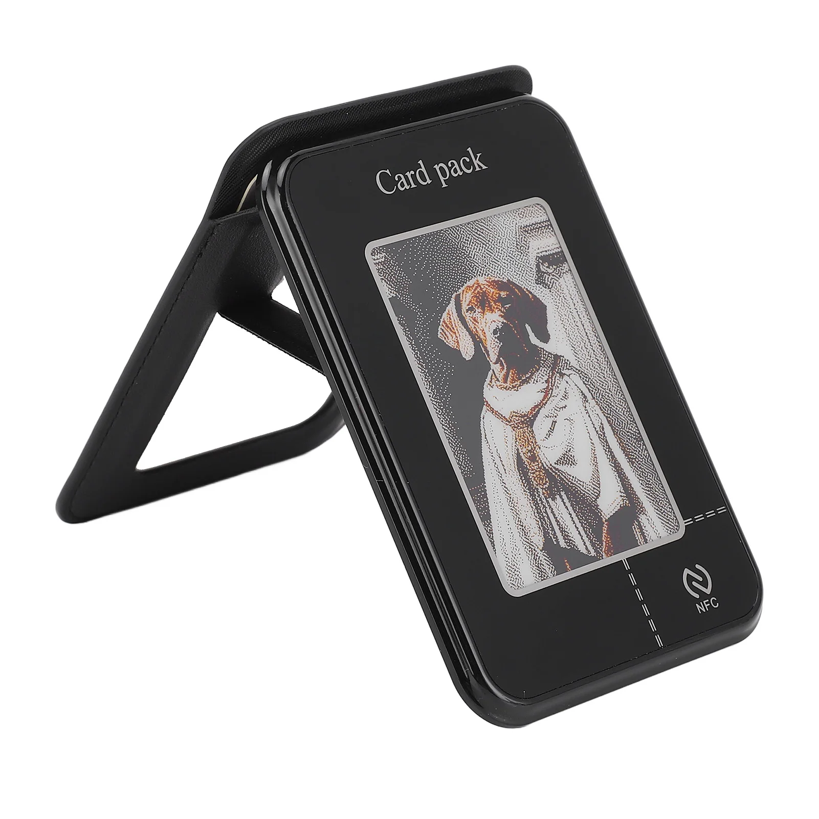 3.52인치 화면 NFC 잉크 사진 후면 투사 3가지 보기 모드를 갖춘 마그네틱 월렛 스탠드, IOS용 휴대폰 카드 홀더