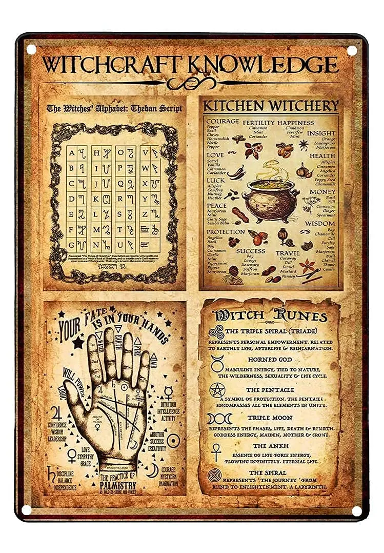 

Veidsuh Witchcraft Knowledge 1 Retro Poster Plaque for Club Cafe Bar Home Kitchen Wall Decoration