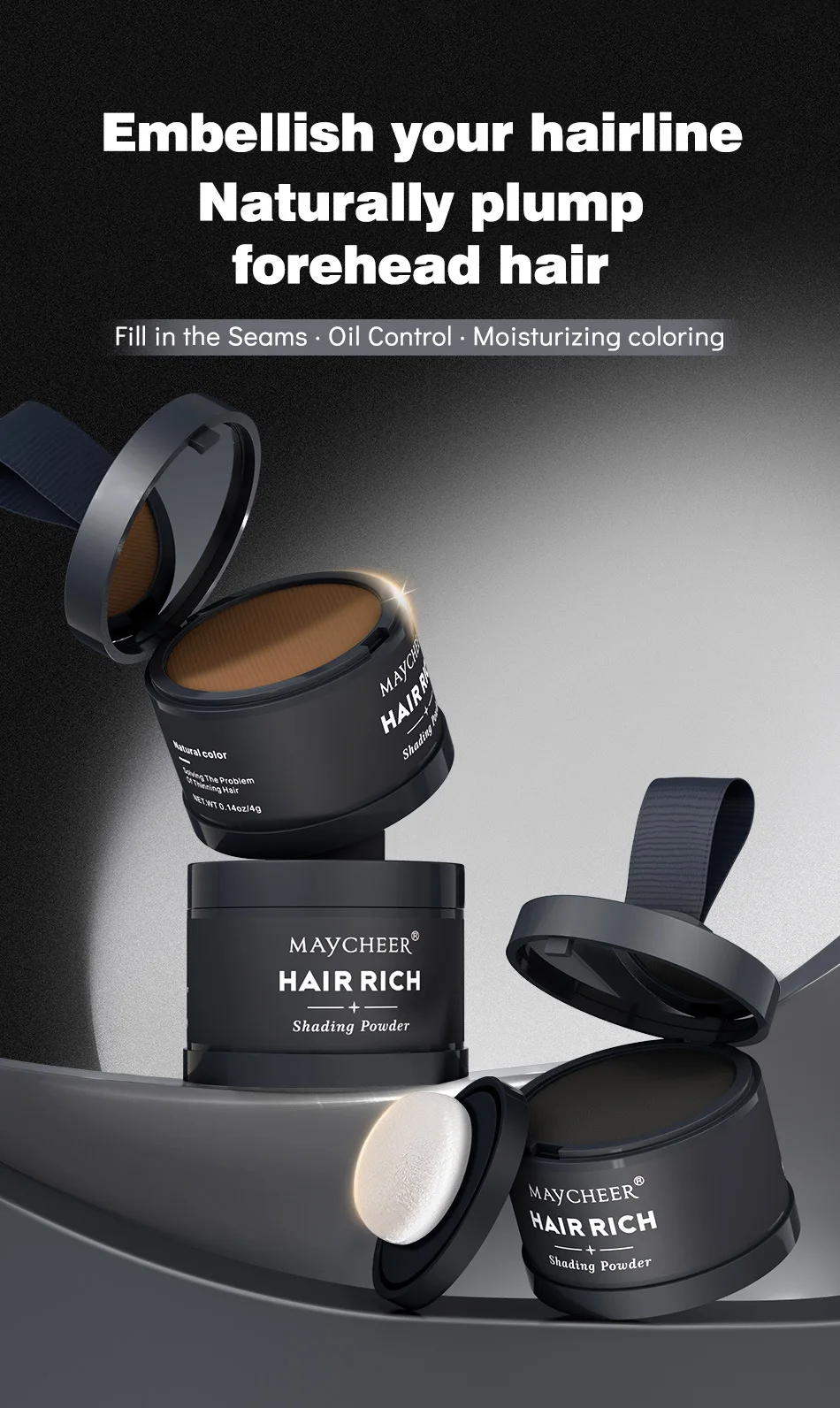 MAYCHEER Hair Shadow Powder Waterproof Hair Line Edge Control Powder Line Shadow Root Cover Up Makeup Concealer