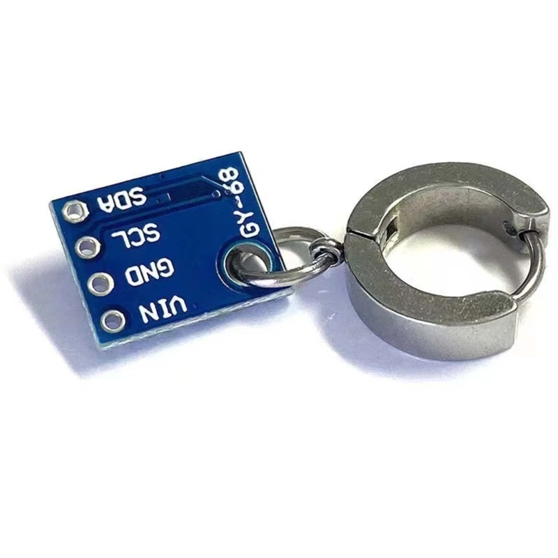 Cyberpunk-男性と女性のためのステンレス鋼のイヤリング,小さな