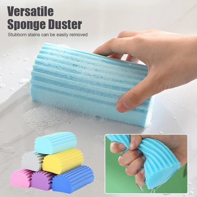  Damp Duster, Magical Dust Cleaning Sponge Baseboard Cleaner  Duster Sponge Tool, Reusable Dusters for Cleaning Blinds, Vents, Ceiling  Fan, and Cobweb, Lock Dust, No Dust Flying and Spreading, Grey : Health