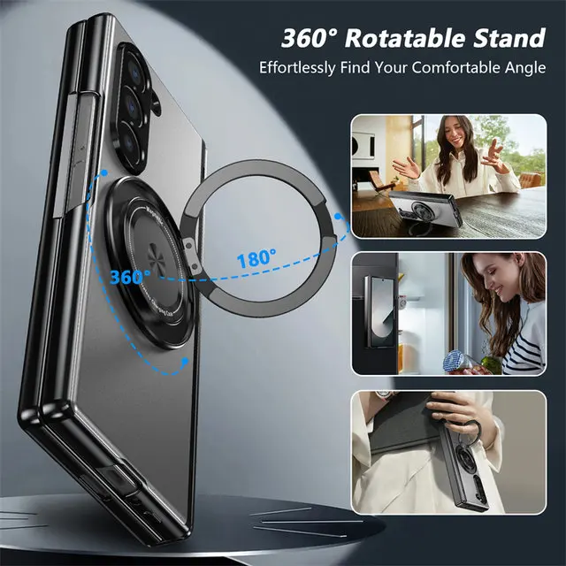 360 ° Drehbare Halterung Magsafe Scharnierhülle für Samsung Galaxy Z Fold 8U 7 6 5 4 3 5G Bildschirmglas Rundum-Schutzabdeckung – Detail 5