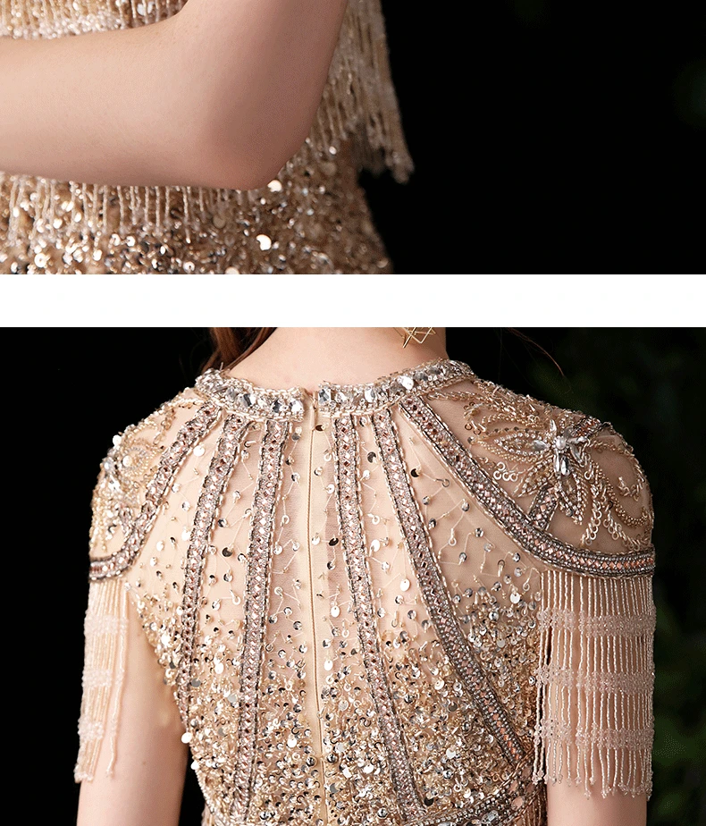New Arrival 2022 Jewel Collar Delicate Beaded Mermaid Evening Dresses Custom made Long Gold Formal Long Gowns red evening dress