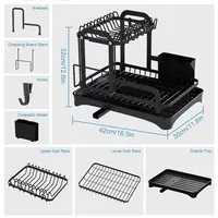 2 Tier Dish Bowl Drainer Storage Rack Kitchen Dish Drying Rack with Drain Basket Countertop Dinnerware Organizer Drainboard 2