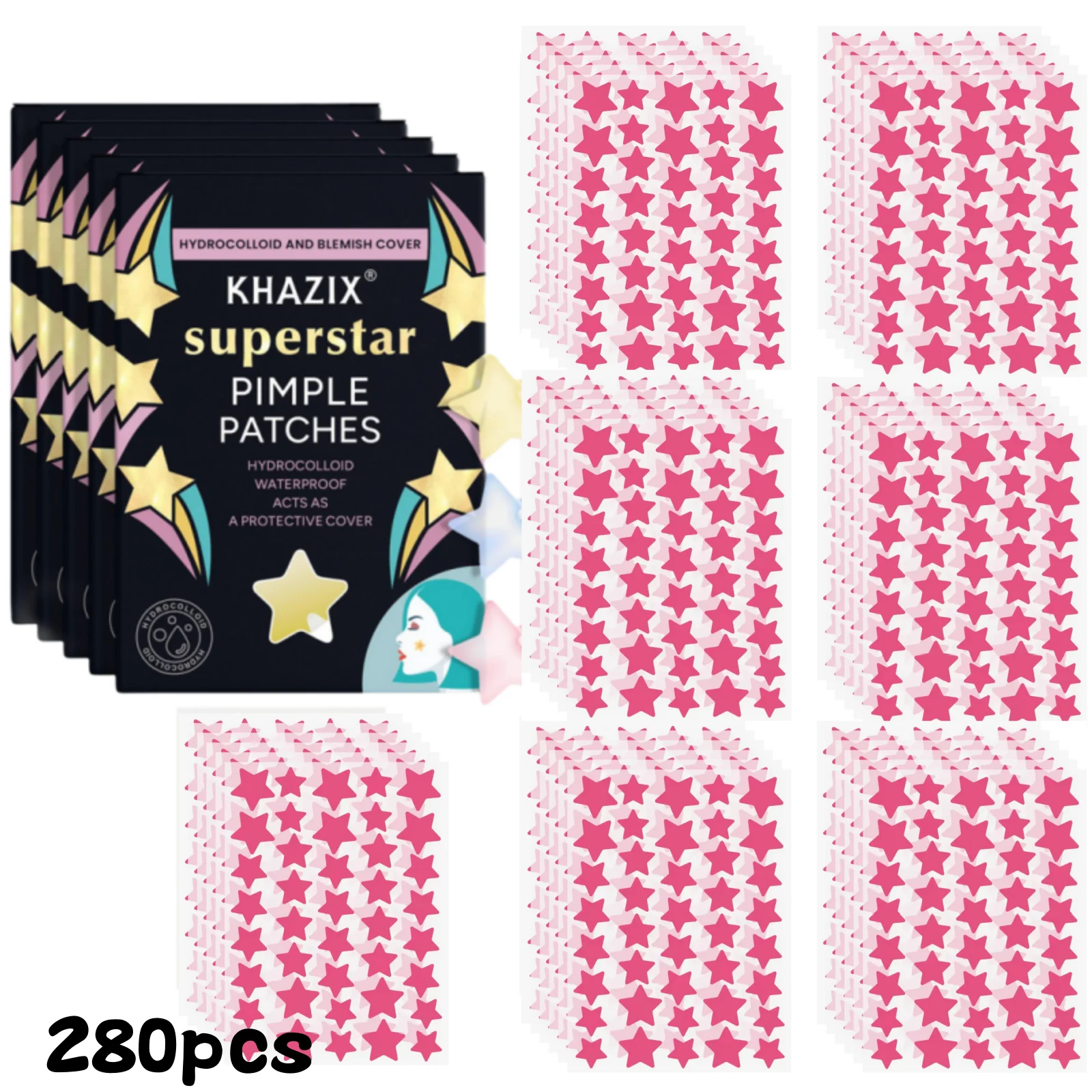 1400 Stück mehrfarbige Stern-Akne-Pflaster, Akne-Pflaster für das Gesicht, Concealer-Akne-Pflaster und Pickel-Pflaster, ultradünn – Detail 12